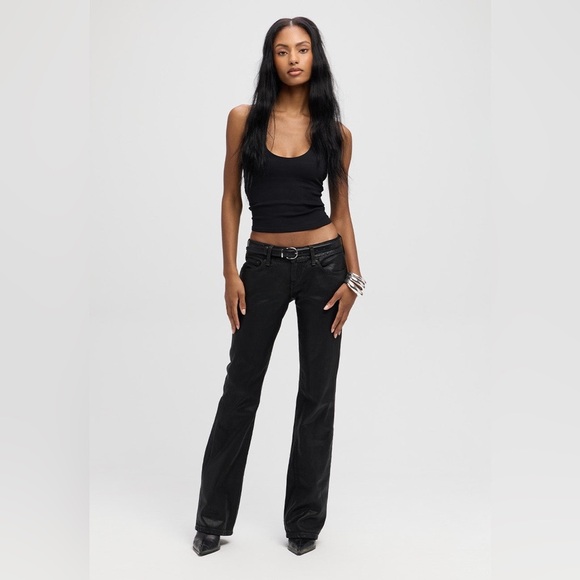 Etica Denim - Etica Camille Low Rise Bootcut Jeans Black Drenched Coated Size 27 Sustainable